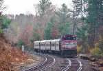 MBTA 1128 with eastbound commuter service on the Fitchburg Line